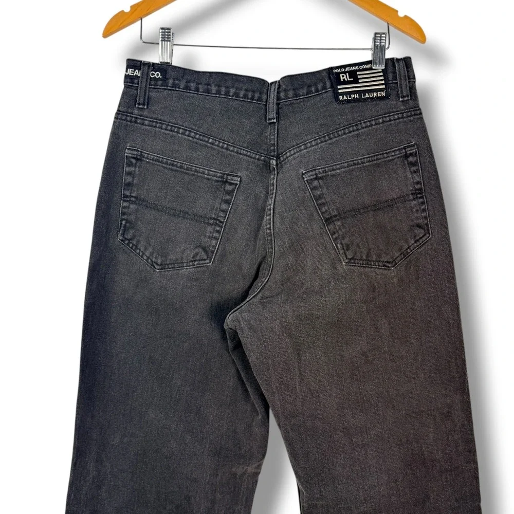 Vintage‎ Polo Jeans Company Straight Leg Mens 34x32 Faded Black Denim Jeans